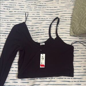 Garage Black Asymmetrical Crop Top